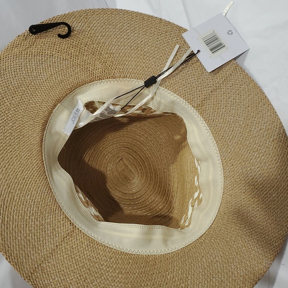 Joe's jean tan cream color block braided detail straw panama style hat new - Picture 6 of 11